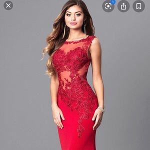 Jovani red lace prom dress